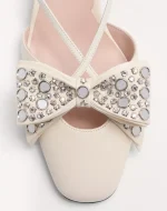 Valentino Bowow Slingback Pumps In Kidskin With Mirrors And Crystals 45Mm - Image 3